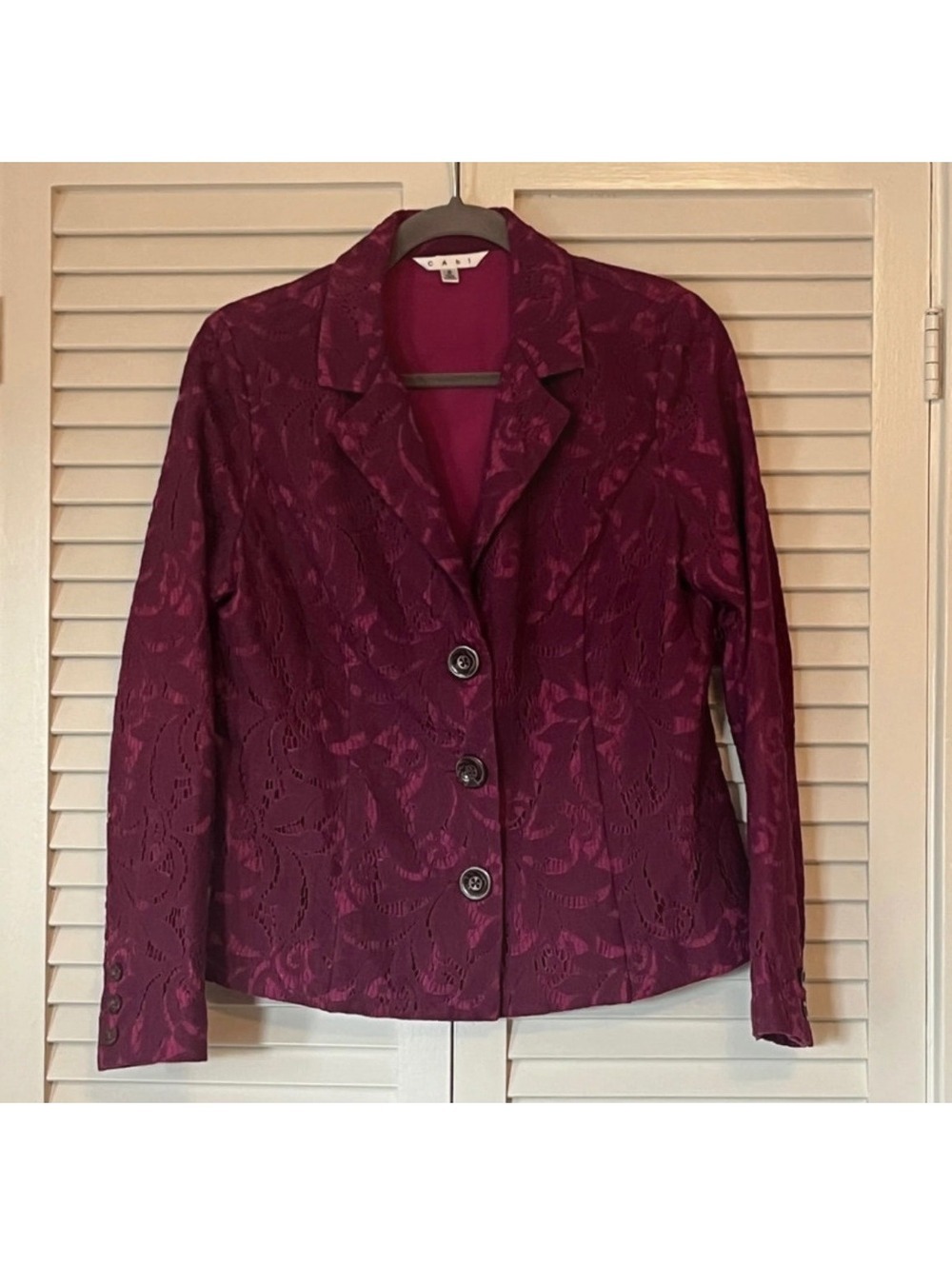 CAbi Women's Burgundy Lace Blazer Jacket Size 6